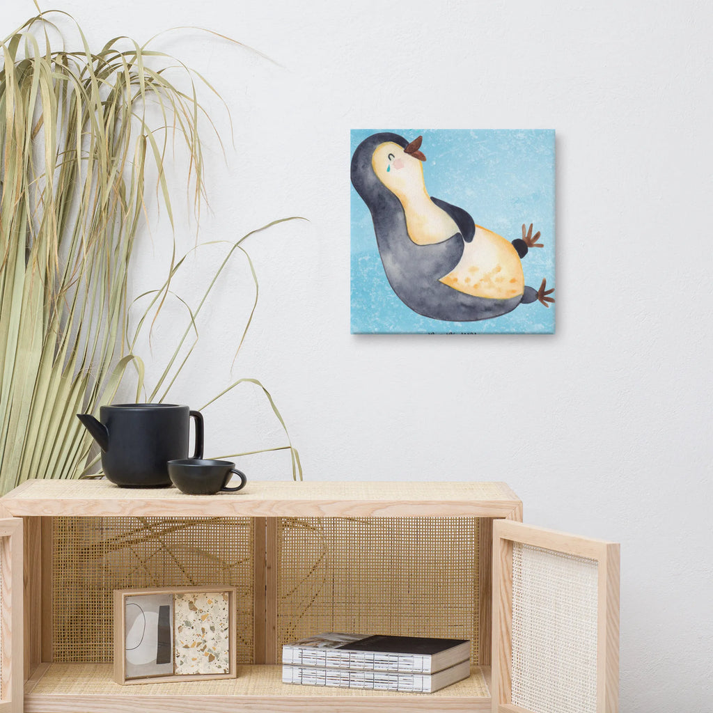 Leinwand Bild Pinguin lachend Leinwand, Bild, Kunstdruck, Wanddeko, Dekoration, Pinguin, Pinguine, lustiger Spruch, Optimismus, Fröhlich, Lachen, Humor, Fröhlichkeit