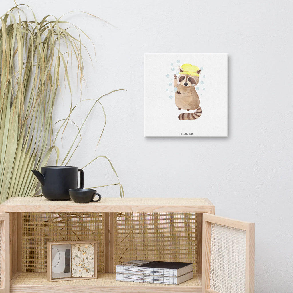 Leinwand Bild Waschbär Leinwand, Bild, Kunstdruck, Wanddeko, Dekoration, Tiermotive, Gute Laune, lustige Sprüche, Tiere, Waschbär, Tagträumen, Plan, Fröhlich, waschen, Seifenblasen