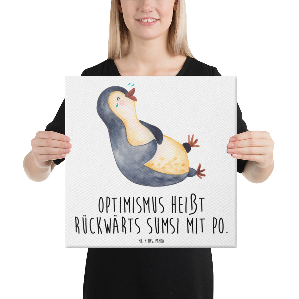 Leinwand Bild Pinguin lachend Leinwand, Bild, Kunstdruck, Wanddeko, Dekoration, Pinguin, Pinguine, lustiger Spruch, Optimismus, Fröhlich, Lachen, Humor, Fröhlichkeit