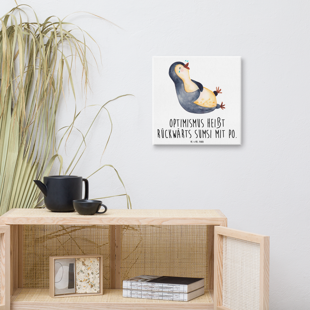 Leinwand Bild Pinguin lachend Leinwand, Bild, Kunstdruck, Wanddeko, Dekoration, Pinguin, Pinguine, lustiger Spruch, Optimismus, Fröhlich, Lachen, Humor, Fröhlichkeit