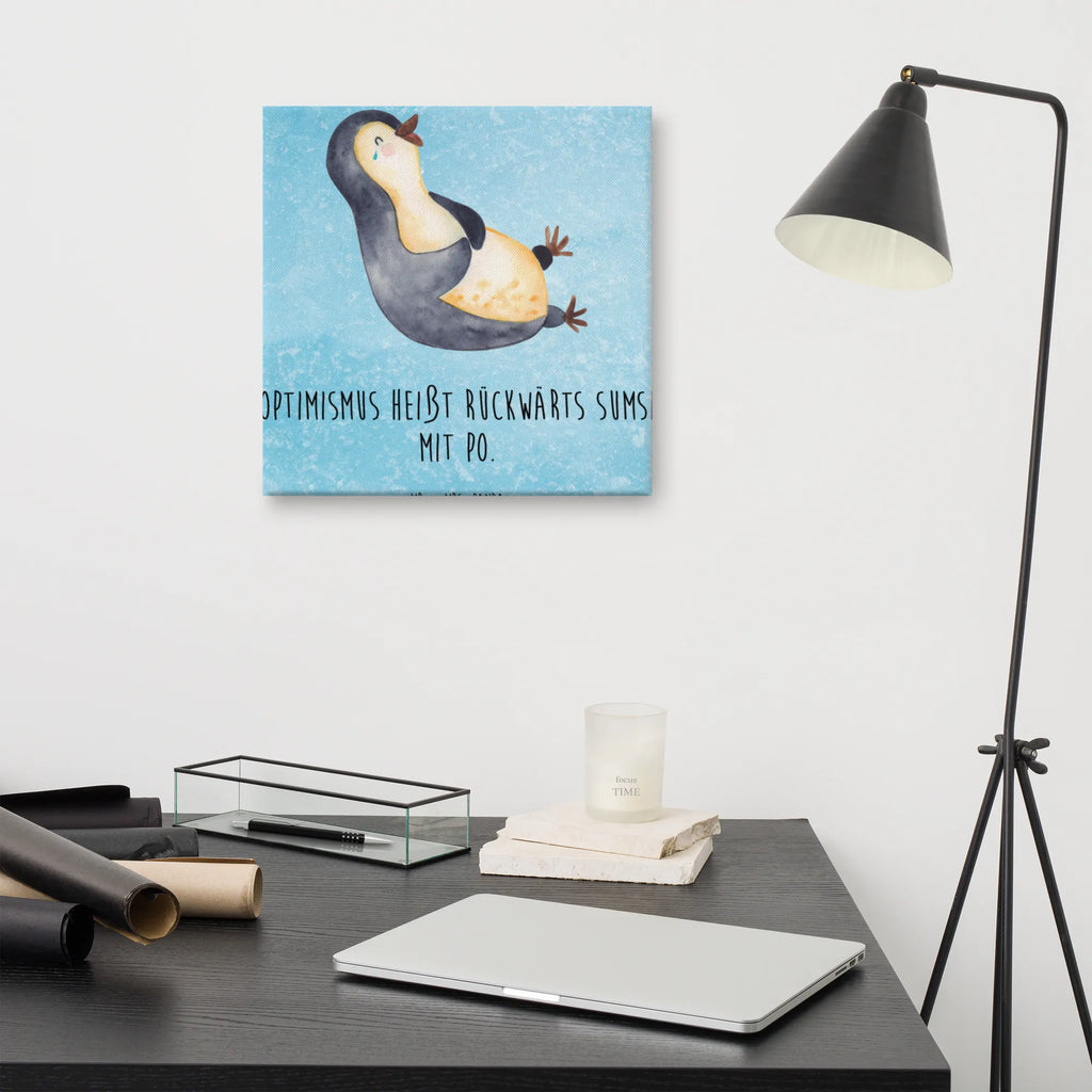 Leinwand Bild Pinguin lachend Leinwand, Bild, Kunstdruck, Wanddeko, Dekoration, Pinguin, Pinguine, lustiger Spruch, Optimismus, Fröhlich, Lachen, Humor, Fröhlichkeit