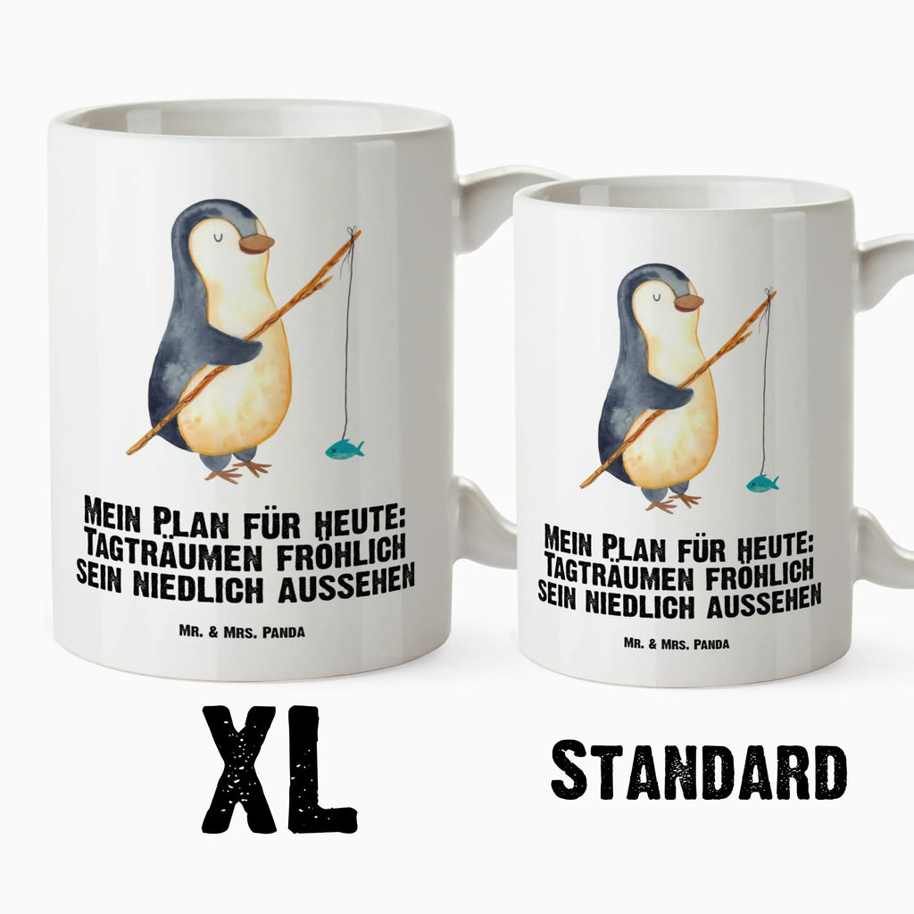 XL Tasse Pinguin Angler XL Tasse, Große Tasse, Grosse Kaffeetasse, XL Becher, XL Teetasse, spülmaschinenfest, Jumbo Tasse, Groß, Pinguin, Pinguine, Angeln, Angler, Tagträume, Hobby, Plan, Planer, Tagesplan, Neustart, Motivation, Geschenk, Freundinnen, Geschenkidee, Urlaub, Wochenende