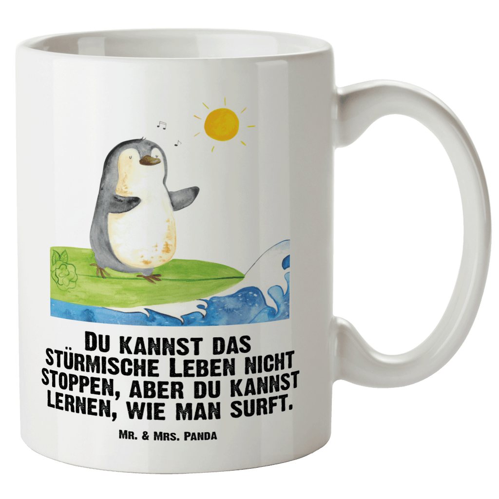 XL Tasse Pinguin Surfer XL Tasse, Große Tasse, Grosse Kaffeetasse, XL Becher, XL Teetasse, spülmaschinenfest, Jumbo Tasse, Groß, Pinguin, Pinguine, surfen, Surfer, Hawaii, Urlaub, Wellen, Wellen reiten, Portugal