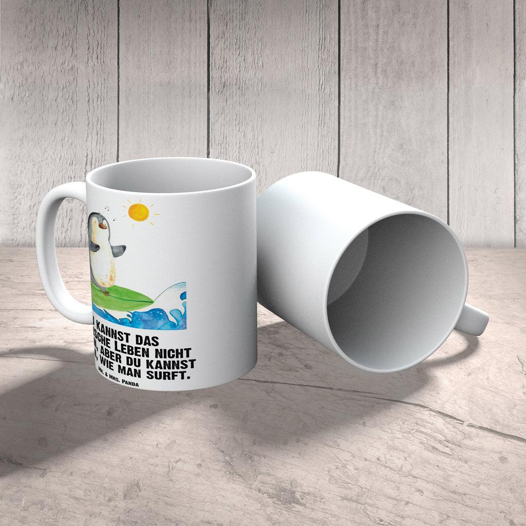 XL Tasse Pinguin Surfer XL Tasse, Große Tasse, Grosse Kaffeetasse, XL Becher, XL Teetasse, spülmaschinenfest, Jumbo Tasse, Groß, Pinguin, Pinguine, surfen, Surfer, Hawaii, Urlaub, Wellen, Wellen reiten, Portugal