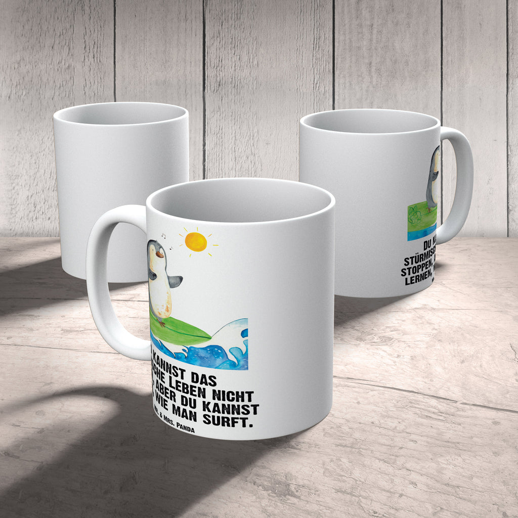 XL Tasse Pinguin Surfer XL Tasse, Große Tasse, Grosse Kaffeetasse, XL Becher, XL Teetasse, spülmaschinenfest, Jumbo Tasse, Groß, Pinguin, Pinguine, surfen, Surfer, Hawaii, Urlaub, Wellen, Wellen reiten, Portugal