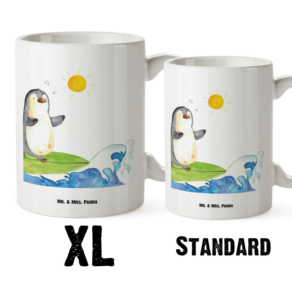 XL Tasse Pinguin Surfer XL Tasse, Große Tasse, Grosse Kaffeetasse, XL Becher, XL Teetasse, spülmaschinenfest, Jumbo Tasse, Groß, Pinguin, Pinguine, surfen, Surfer, Hawaii, Urlaub, Wellen, Wellen reiten, Portugal