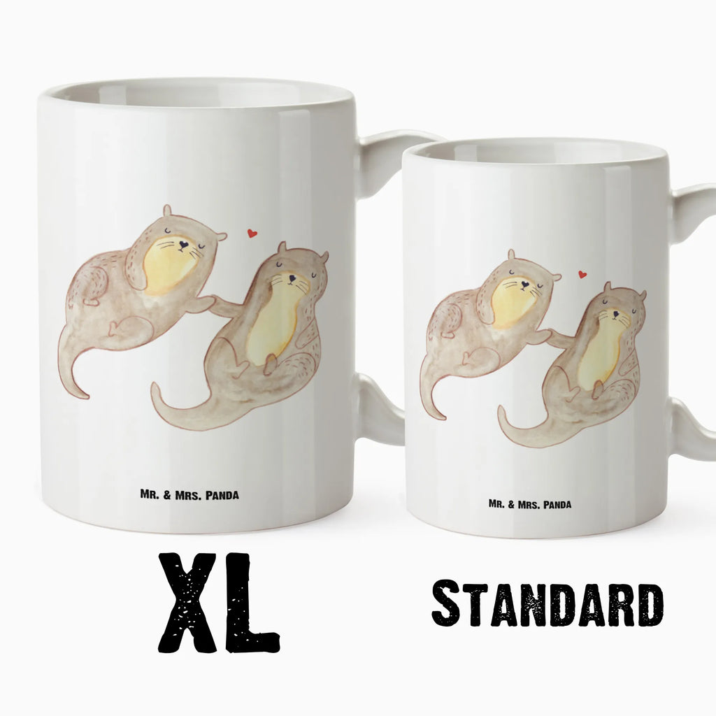 XL Tasse Otter händchenhaltend XL Tasse, Große Tasse, Grosse Kaffeetasse, XL Becher, XL Teetasse, spülmaschinenfest, Jumbo Tasse, Groß, Otter, Fischotter, Seeotter, Otter Seeotter See Otter