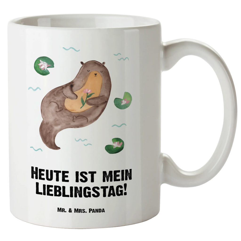 XL Tasse Otter mit Seerose XL Tasse, Große Tasse, Grosse Kaffeetasse, XL Becher, XL Teetasse, spülmaschinenfest, Jumbo Tasse, Groß, Otter, Fischotter, Seeotter, Otter Seeotter See Otter