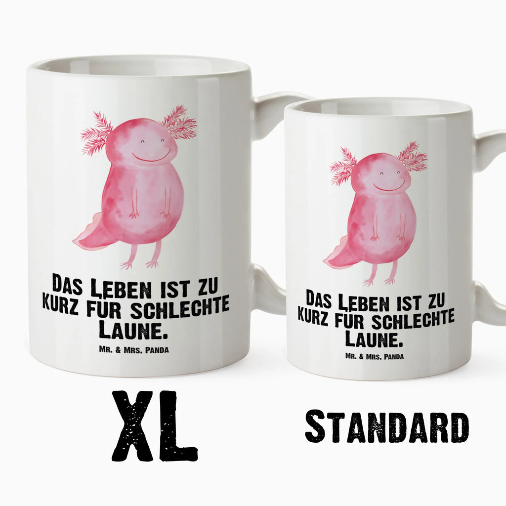 XL Tasse Axolotl glücklich XL Tasse, Große Tasse, Grosse Kaffeetasse, XL Becher, XL Teetasse, spülmaschinenfest, Jumbo Tasse, Groß, Axolotl, Molch, Axolot, Schwanzlurch, Lurch, Lurche, Motivation, gute Laune