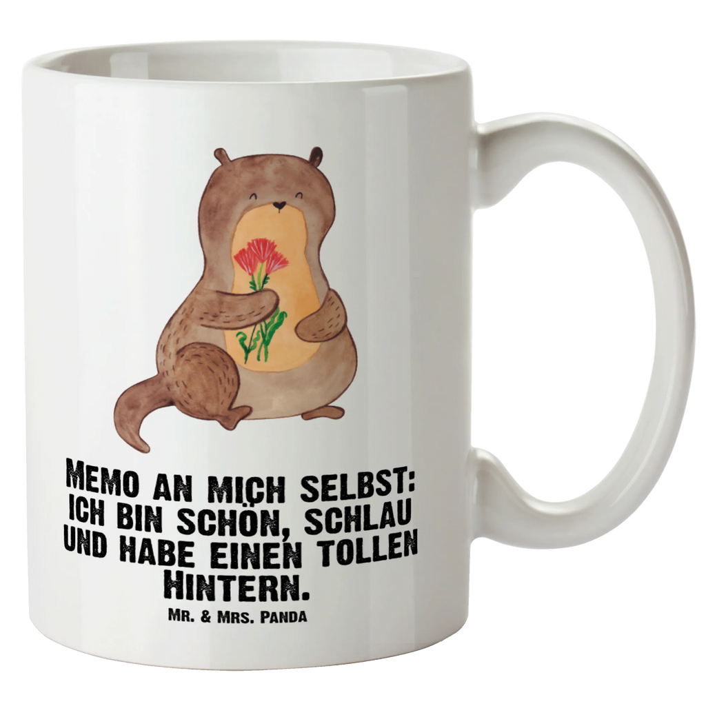 XL Tasse Otter Blumenstrauß XL Tasse, Große Tasse, Grosse Kaffeetasse, XL Becher, XL Teetasse, spülmaschinenfest, Jumbo Tasse, Groß, Otter, Fischotter, Seeotter, Otter Seeotter See Otter