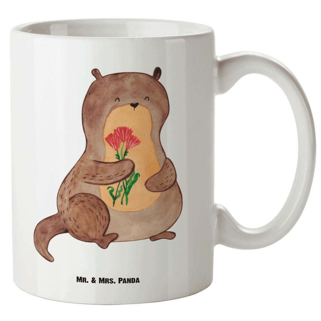 XL Tasse Otter Blumenstrauß XL Tasse, Große Tasse, Grosse Kaffeetasse, XL Becher, XL Teetasse, spülmaschinenfest, Jumbo Tasse, Groß, Otter, Fischotter, Seeotter, Otter Seeotter See Otter