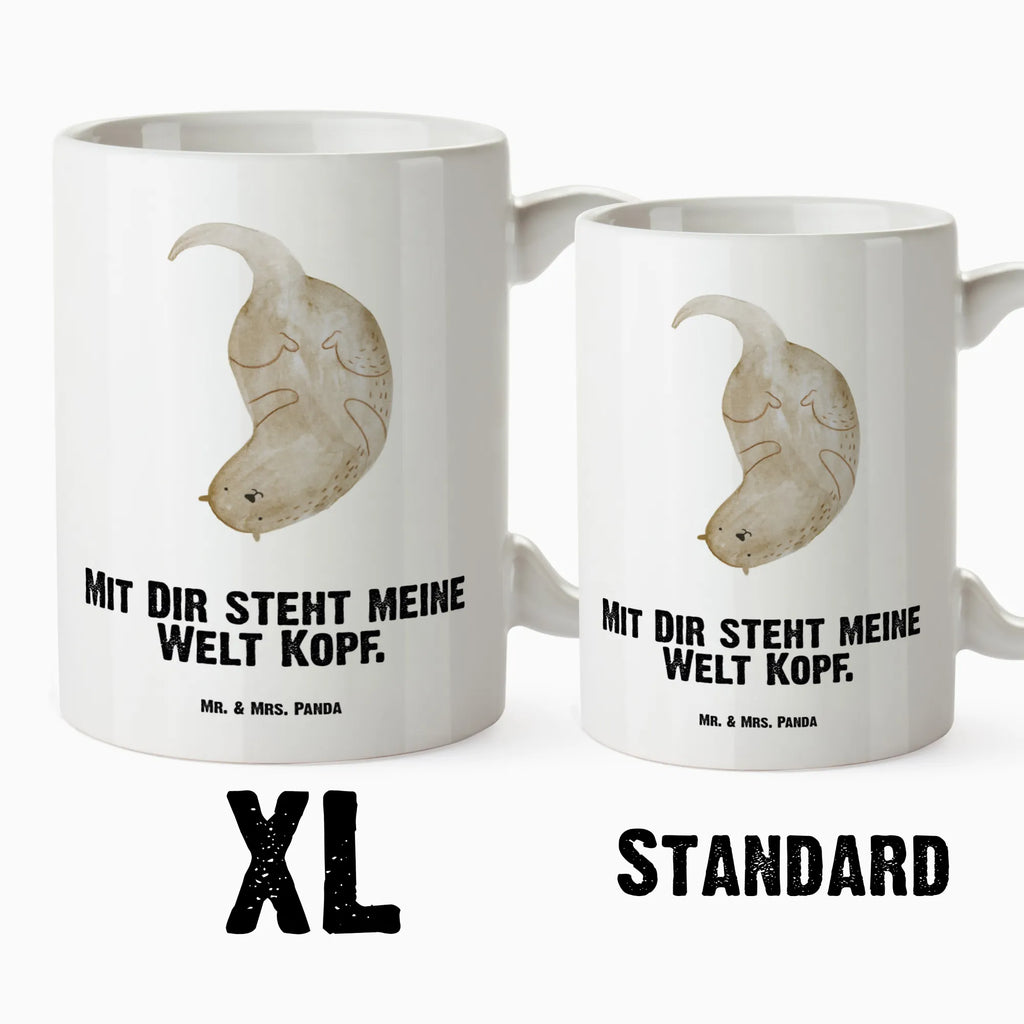 XL Tasse Otter kopfüber XL Tasse, Große Tasse, Grosse Kaffeetasse, XL Becher, XL Teetasse, spülmaschinenfest, Jumbo Tasse, Groß, Otter, Fischotter, Seeotter, Otter Seeotter See Otter