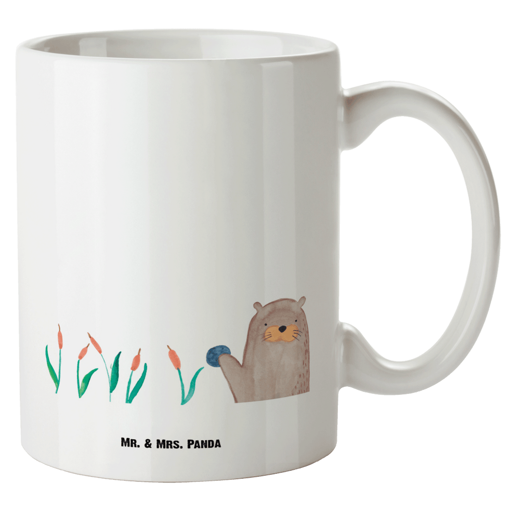 XL Tasse Otter mit Stein XL Tasse, Große Tasse, Grosse Kaffeetasse, XL Becher, XL Teetasse, spülmaschinenfest, Jumbo Tasse, Groß, Otter, Fischotter, Seeotter, Otter Seeotter See Otter