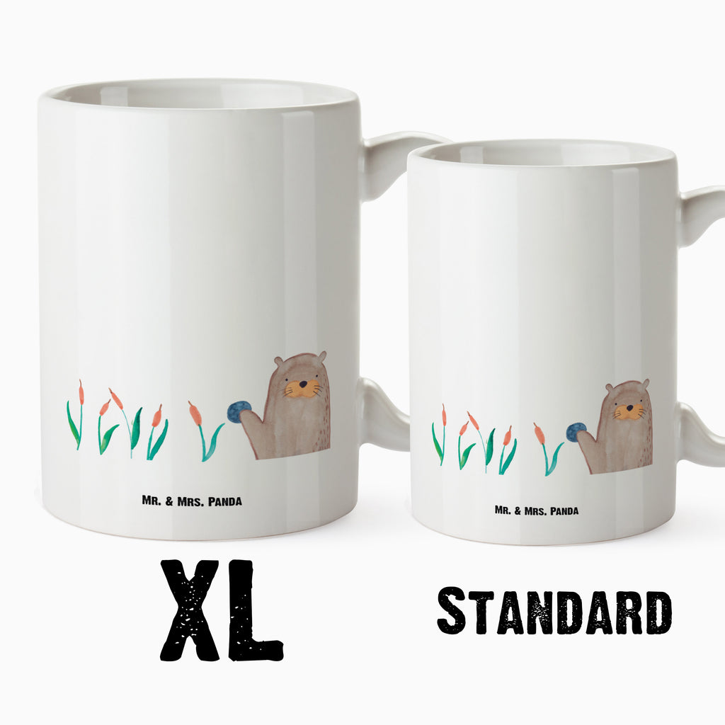 XL Tasse Otter mit Stein XL Tasse, Große Tasse, Grosse Kaffeetasse, XL Becher, XL Teetasse, spülmaschinenfest, Jumbo Tasse, Groß, Otter, Fischotter, Seeotter, Otter Seeotter See Otter