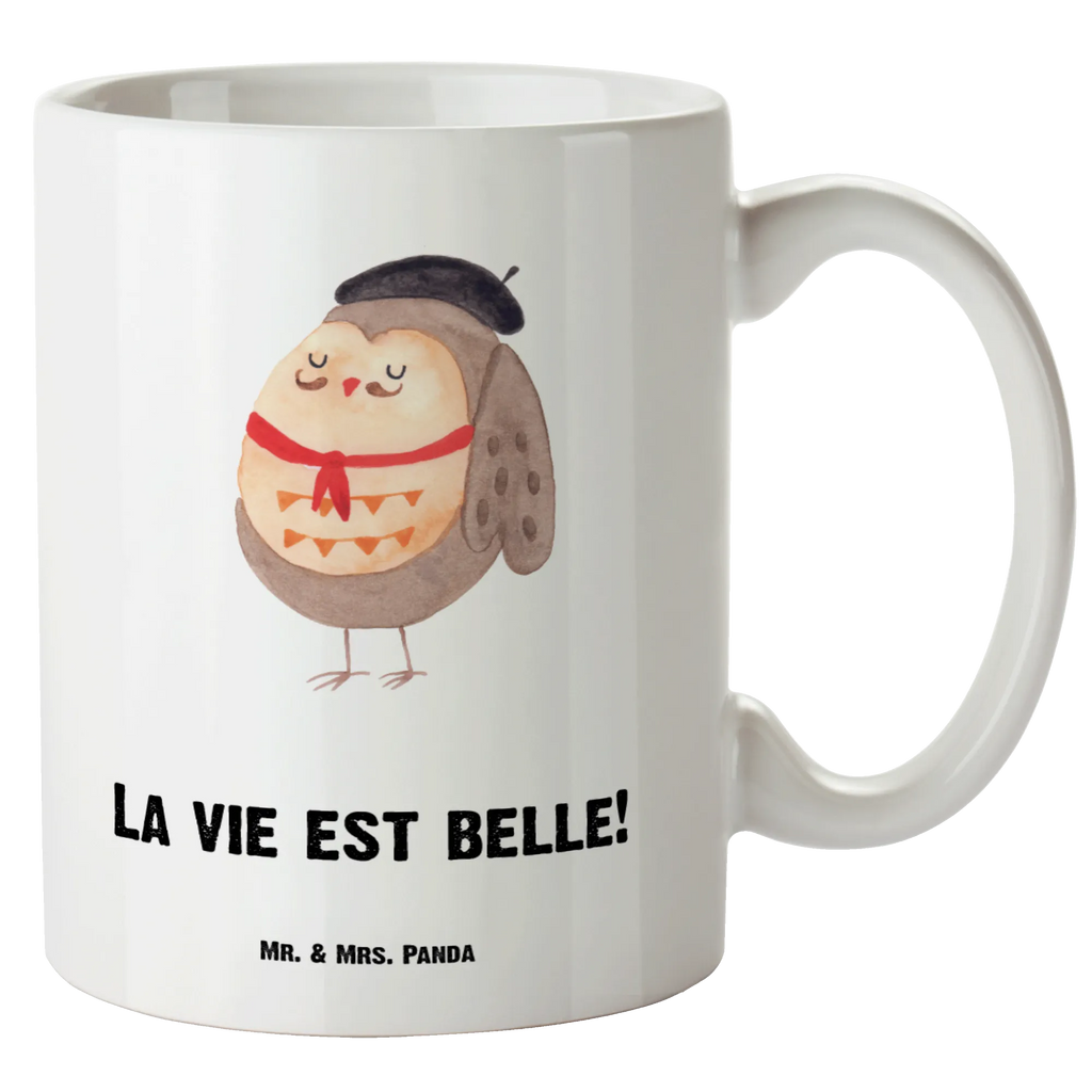 XL Tasse Eule Französisch XL Tasse, Große Tasse, Grosse Kaffeetasse, XL Becher, XL Teetasse, spülmaschinenfest, Jumbo Tasse, Groß, Eule, Eulen, Eule Deko, Owl, hibou, La vie est belle, das Leben ist schön, Spruch schön, Spruch Französisch, Frankreich