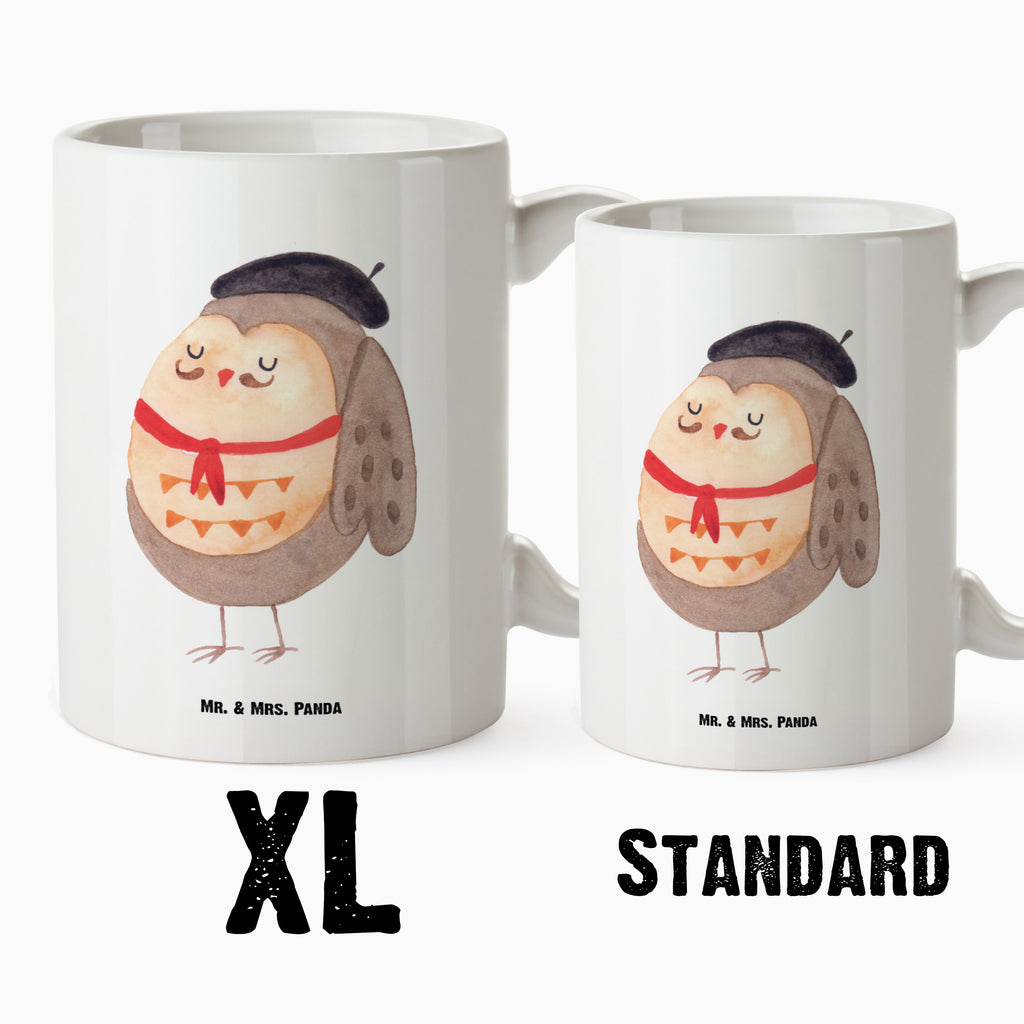 XL Tasse Eule Französisch XL Tasse, Große Tasse, Grosse Kaffeetasse, XL Becher, XL Teetasse, spülmaschinenfest, Jumbo Tasse, Groß, Eule, Eulen, Eule Deko, Owl, hibou, La vie est belle, das Leben ist schön, Spruch schön, Spruch Französisch, Frankreich