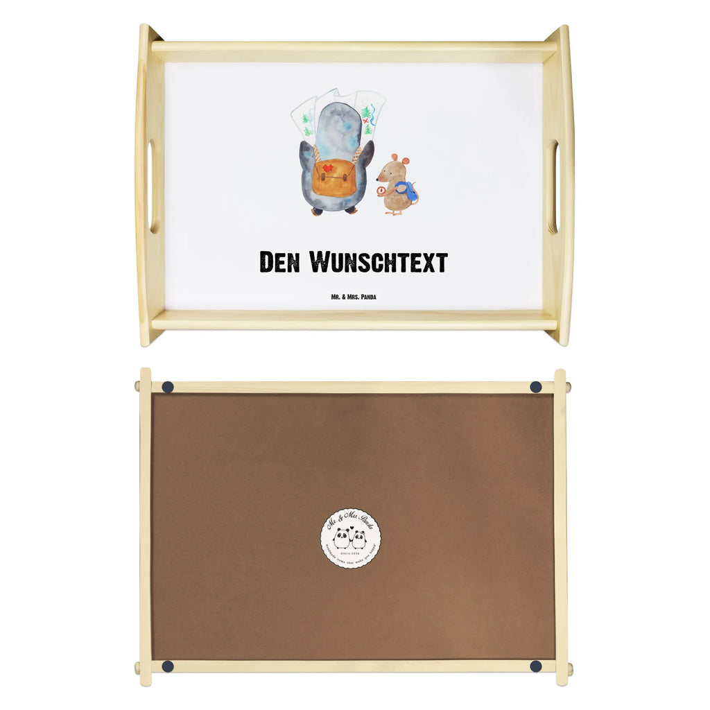 Personalisiertes Serviertablett Pinguin & Maus Wanderer Personalisiertes Serviertablett, Personalisiertes Tablett, Personalisiertes Holztablett, Personalisiertes Küchentablett, Personalisiertes Dekotablett, Personalisiertes Frühstückstablett, Serviertablett mit Namen, Tablett mit Namen, Pinguin, Pinguine, Abenteurer, Abenteuer, Roadtrip, Ausflug, Wanderlust, wandern