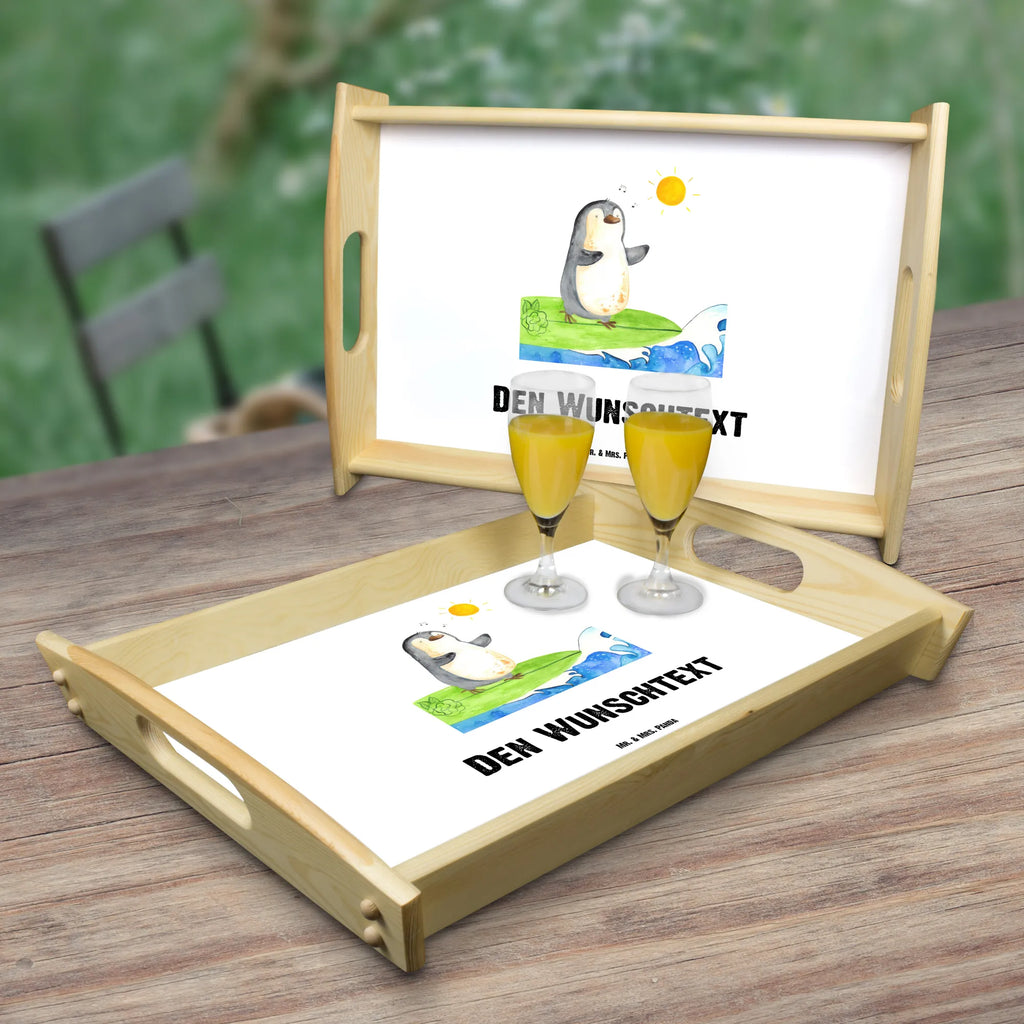 Personalisiertes Serviertablett Pinguin Surfer Personalisiertes Serviertablett, Personalisiertes Tablett, Personalisiertes Holztablett, Personalisiertes Küchentablett, Personalisiertes Dekotablett, Personalisiertes Frühstückstablett, Serviertablett mit Namen, Tablett mit Namen, Pinguin, Pinguine, surfen, Surfer, Hawaii, Urlaub, Wellen, Wellen reiten, Portugal