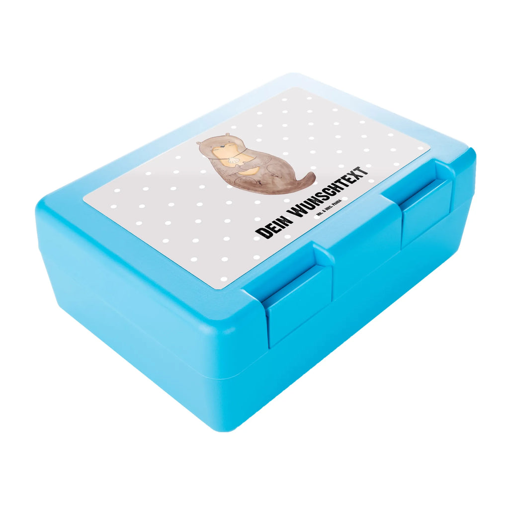 Personalisierte Brotdose Otter mit Muschelmedaillon Brotdose personalisiert, Brotbox, Snackbox, Lunch box, Butterbrotdose, Brotzeitbox, Otter, Fischotter, Seeotter, Otterliebe, grübeln, träumen, Motivation, Tagträumen, Büro