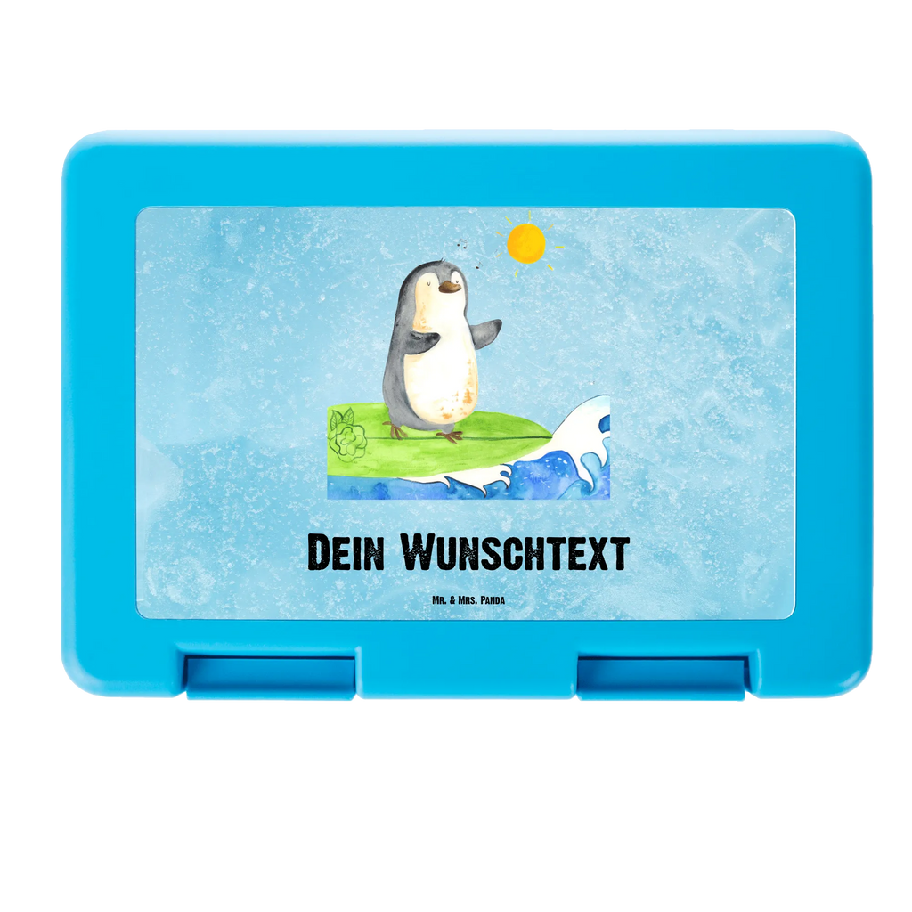 Personalisierte Brotdose Pinguin Surfer Brotdose personalisiert, Brotbox, Snackbox, Lunch box, Butterbrotdose, Brotzeitbox, Pinguin, Pinguine, surfen, Surfer, Hawaii, Urlaub, Wellen, Wellen reiten, Portugal