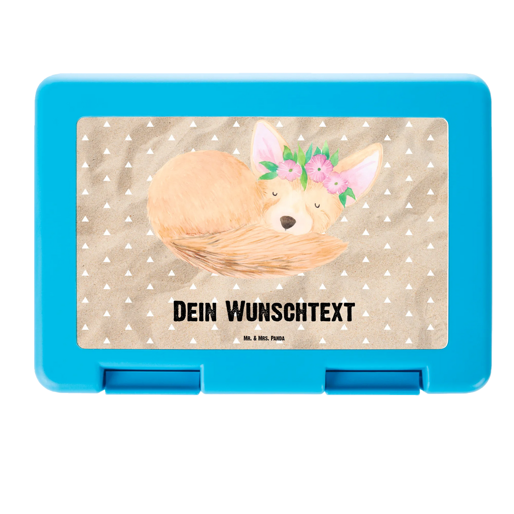 Personalisierte Brotdose Wüstenfuchs Blumenkranz Brotdose personalisiert, Brotbox, Snackbox, Lunch box, Butterbrotdose, Brotzeitbox, Afrika, Wildtiere, Wüste, Wüstenfuchs, Blumen, Blumenkranz, Glücklich