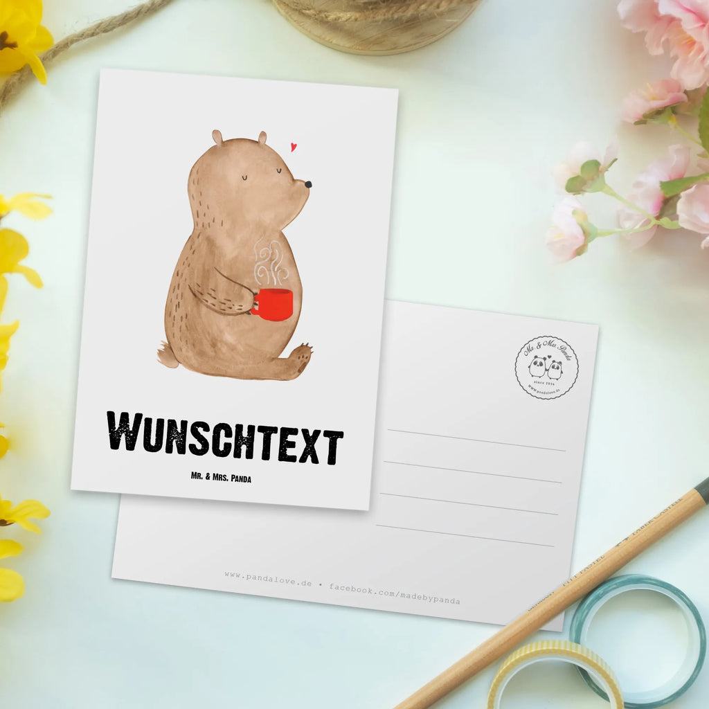 Personalisierte Postkarte Bär Morgenkaffee Postkarte mit Namen, Postkarte bedrucken, Postkarte mit Wunschtext, Postkarte personalisierbar, Geschenkkarte mit Namen, Grußkarte mit Namen, Karte mit Namen, Einladung mit Namen, Ansichtskarte mit Namen, Geschenkkarte mit Wunschtext, Grußkarte mit Wunschtext, Karte mit Wunschtext, Einladung mit Wunschtext, Ansichtskarte mit Wunschtext, Liebe, Partner, Freund, Freundin, Ehemann, Ehefrau, Heiraten, Verlobung, Heiratsantrag, Liebesgeschenk, Jahrestag, Hocheitstag, Valentinstag, Geschenk für Frauen, Hochzeitstag, Mitbringsel, Geschenk für Freundin, Geschenk für Partner, Liebesbeweis, für Männer, für Ehemann