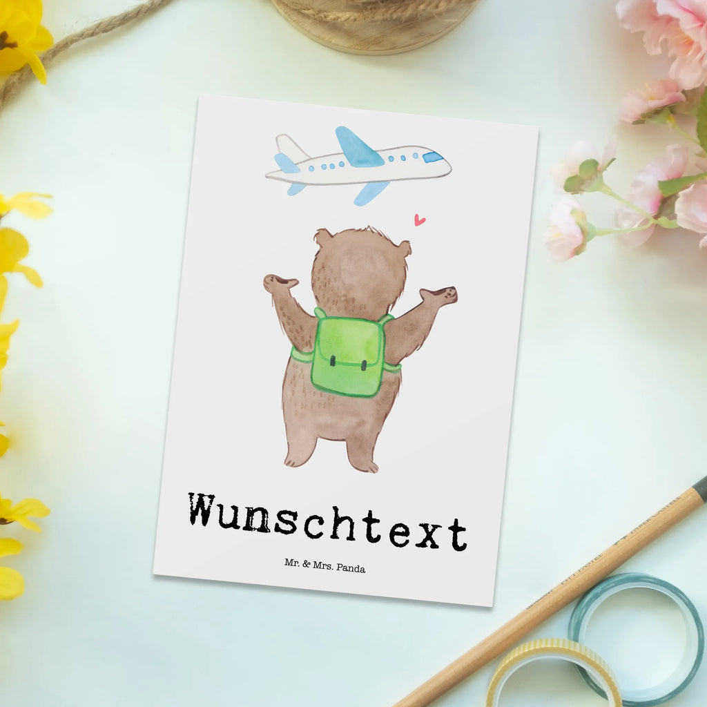 Personalisierte Postkarte Bär Flugzeug Postkarte mit Namen, Postkarte bedrucken, Postkarte mit Wunschtext, Postkarte personalisierbar, Geschenkkarte mit Namen, Grußkarte mit Namen, Karte mit Namen, Einladung mit Namen, Ansichtskarte mit Namen, Geschenkkarte mit Wunschtext, Grußkarte mit Wunschtext, Karte mit Wunschtext, Einladung mit Wunschtext, Ansichtskarte mit Wunschtext, Liebe, Partner, Freund, Freundin, Ehemann, Ehefrau, Heiraten, Verlobung, Heiratsantrag, Liebesgeschenk, Jahrestag, Hocheitstag, Valentinstag, Geschenk für Frauen, Hochzeitstag, Mitbringsel, Geschenk für Freundin, Geschenk für Partner, Liebesbeweis, für Männer, für Ehemann