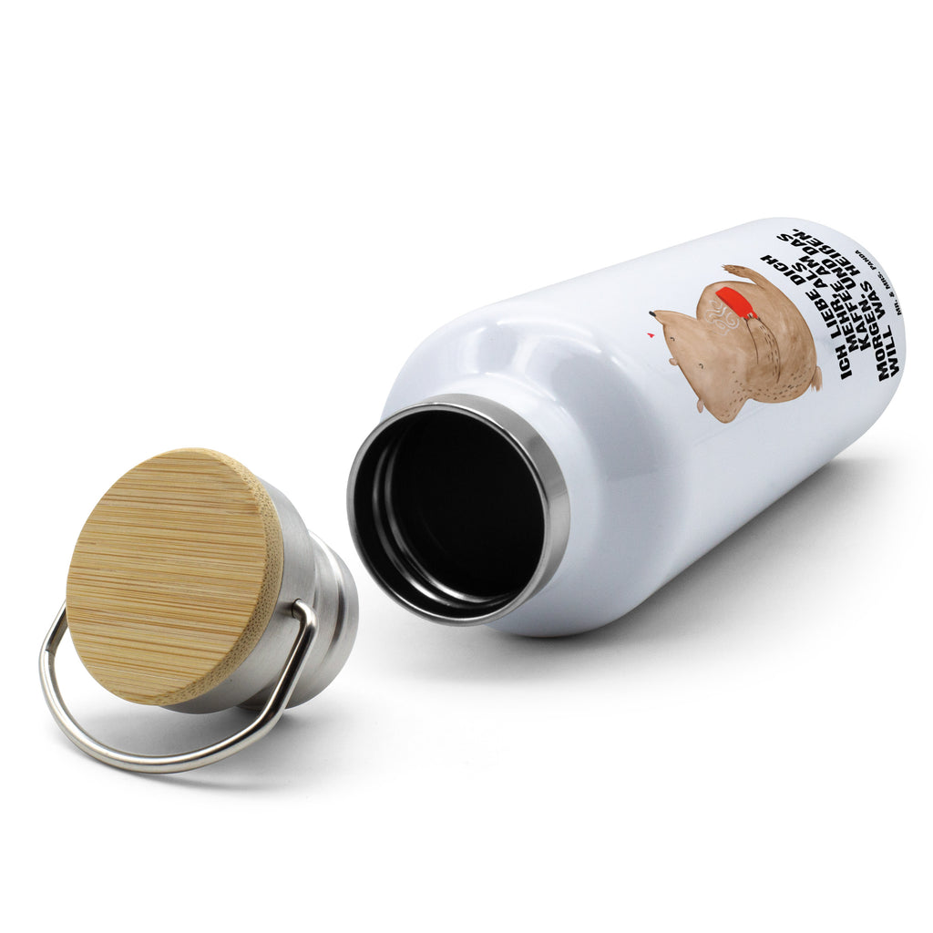 Trinkflasche Bär Morgenkaffee Thermosflasche, Isolierflasche, Edelstahl, Trinkflasche, isoliert, Wamrhaltefunktion, Sportflasche, Flasche zum Sport, Sportlerflasche, Liebe, Partner, Freund, Freundin, Ehemann, Ehefrau, Heiraten, Verlobung, Heiratsantrag, Liebesgeschenk, Jahrestag, Hocheitstag, Valentinstag, Geschenk für Frauen, Hochzeitstag, Mitbringsel, Geschenk für Freundin, Geschenk für Partner, Liebesbeweis, für Männer, für Ehemann