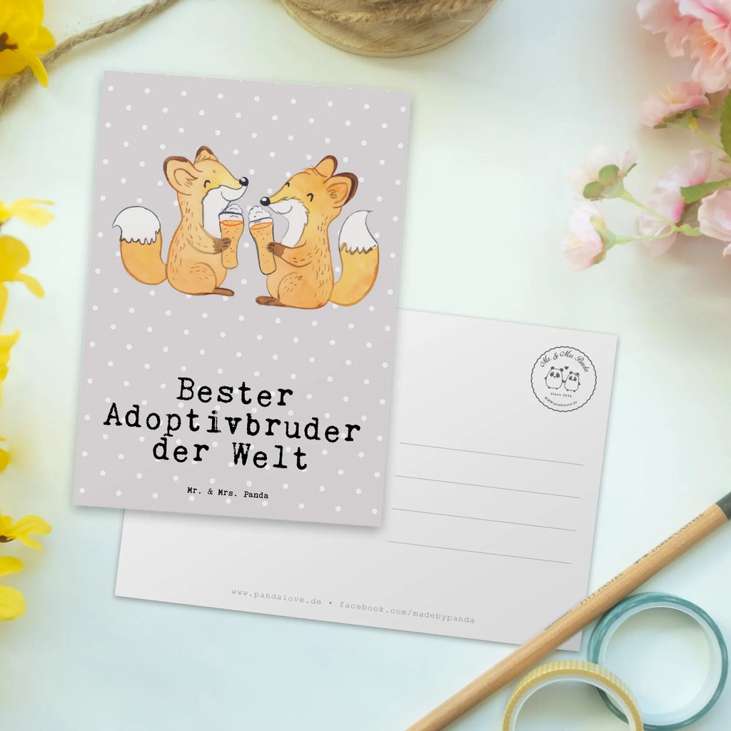 Postkarte Fuchs Bester Adoptivbruder der Welt Postkarte, Karte, Geschenkkarte, Grußkarte, Einladung, Ansichtskarte, Geburtstagskarte, Einladungskarte, Dankeskarte, Ansichtskarten, Einladung Geburtstag, Einladungskarten Geburtstag, für, Dankeschön, Geschenk, Schenken, Geburtstag, Geburtstagsgeschenk, Geschenkidee, Danke, Bedanken, Mitbringsel, Freude machen, Geschenktipp, Adoptivbruder, adoptiert, Bruder, Brudi, Geschwister, Bruderherz, Schwester, Familie, Kleinigkeit, Brother, Bester, Sohn