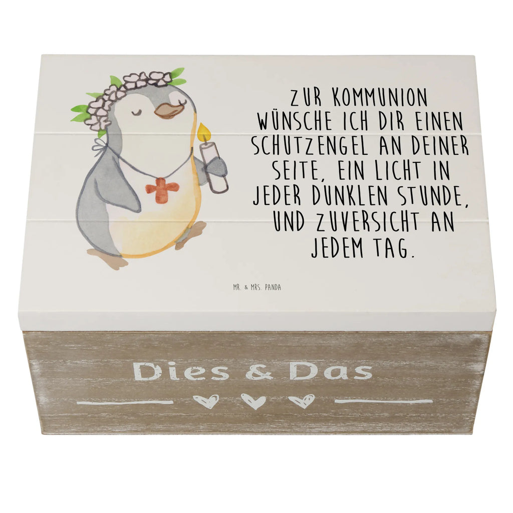 Holzkiste Pinguin Kommunion Mädchen Holzkiste, Kiste, Schatzkiste, Truhe, Schatulle, XXL, Erinnerungsbox, Erinnerungskiste, Dekokiste, Aufbewahrungsbox, Geschenkbox, Geschenkdose, Konfirmation, Kommunion, Jugendweihe, Konfirmation Geschenk, Gott, Gläubig, Alles Gute