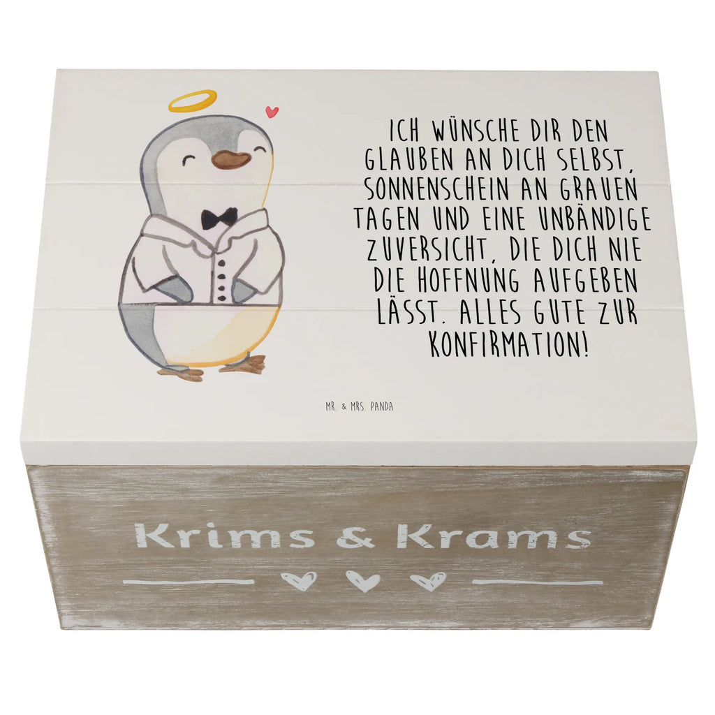 Holzkiste Pinguin Konfirmation Hemd Holzkiste, Kiste, Schatzkiste, Truhe, Schatulle, XXL, Erinnerungsbox, Erinnerungskiste, Dekokiste, Aufbewahrungsbox, Geschenkbox, Geschenkdose, Konfirmation, Kommunion, Jugendweihe, Konfirmation Geschenk, Sonnenschein, Zuversicht, Vertrauen, Hoffnung