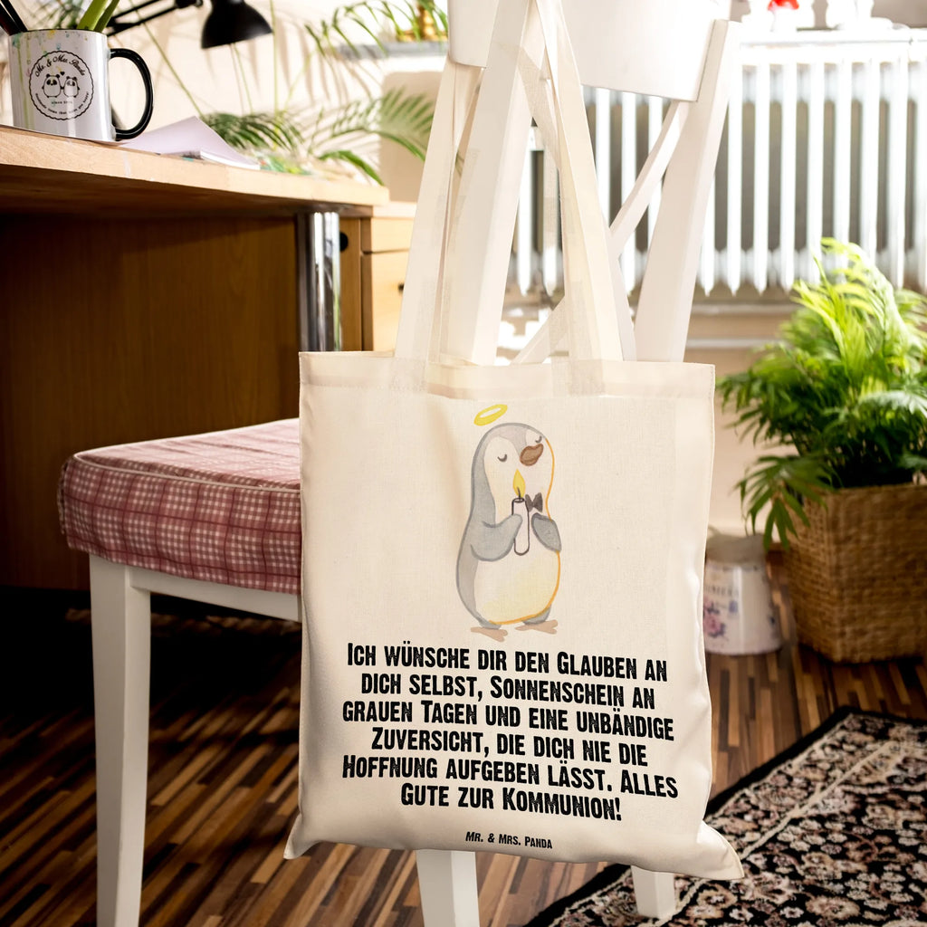 Tragetasche Pinguin Kommunion Beuteltasche, Beutel, Einkaufstasche, Jutebeutel, Stoffbeutel, Tasche, Shopper, Umhängetasche, Strandtasche, Schultertasche, Stofftasche, Tragetasche, Badetasche, Jutetasche, Einkaufstüte, Laptoptasche, Konfirmation, Kommunion, Jugendweihe, Konfirmation Geschenk, Kommunion Geschenk, Kommunion Dankeschön, Glauben, Sonnenschein