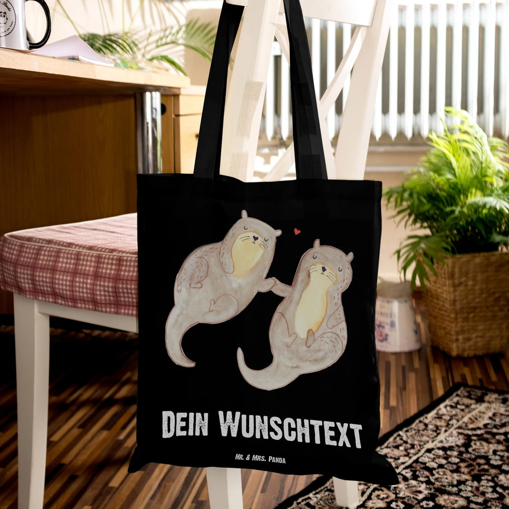 Personalisierte Tragetasche Otter händchenhaltend Personalisierte Beuteltasche, Personalisierter Beutel, Personalisierte Einkaufstasche, Personalisierter Jutebeutel, Personalisierter Stoffbeutel, Tragetasche mit Namen, Einkaufstasche mit Namen, Stoffbeutel mit Namen, Personalisierte Tasche, Personalisierte Jutetasche, Personalisierte Kindergartentasche, Otter, Fischotter, Seeotter, Otter Seeotter See Otter