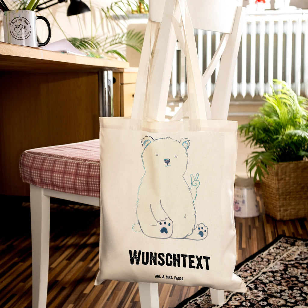 Personalisierte Tragetasche Eisbär Faul Personalisierte Beuteltasche, Personalisierter Beutel, Personalisierte Einkaufstasche, Personalisierter Jutebeutel, Personalisierter Stoffbeutel, Tragetasche mit Namen, Einkaufstasche mit Namen, Stoffbeutel mit Namen, Personalisierte Tasche, Personalisierte Jutetasche, Personalisierte Kindergartentasche, Bär, Teddy, Teddybär, Eisbär, Nordpol, Faul, Entspannen, Relaxen, Büro, Arbeit, Bürojob, Arbeitsplatz, Homeoffice