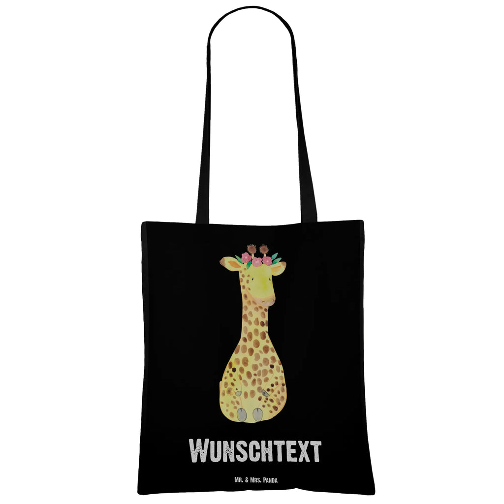 Personalisierte Tragetasche Giraffe Blumenkranz Personalisierte Beuteltasche, Personalisierter Beutel, Personalisierte Einkaufstasche, Personalisierter Jutebeutel, Personalisierter Stoffbeutel, Tragetasche mit Namen, Einkaufstasche mit Namen, Stoffbeutel mit Namen, Personalisierte Tasche, Personalisierte Jutetasche, Personalisierte Kindergartentasche, Afrika, Wildtiere, Giraffe, Blumenkranz, Abenteurer, Selbstliebe, Freundin