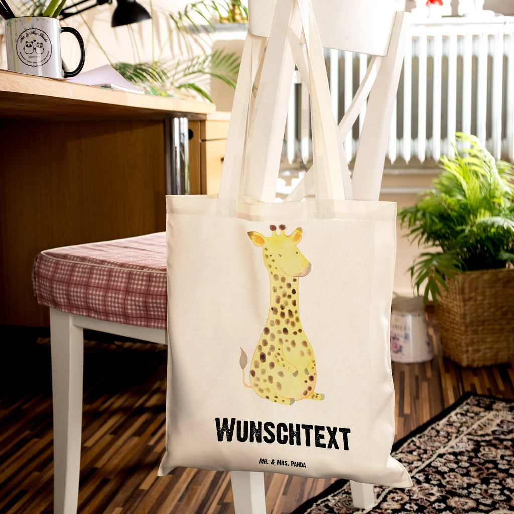 Personalisierte Tragetasche Giraffe Zufrieden Personalisierte Beuteltasche, Personalisierter Beutel, Personalisierte Einkaufstasche, Personalisierter Jutebeutel, Personalisierter Stoffbeutel, Tragetasche mit Namen, Einkaufstasche mit Namen, Stoffbeutel mit Namen, Personalisierte Tasche, Personalisierte Jutetasche, Personalisierte Kindergartentasche, Afrika, Wildtiere, Giraffe, Zufrieden, Glück, Abenteuer