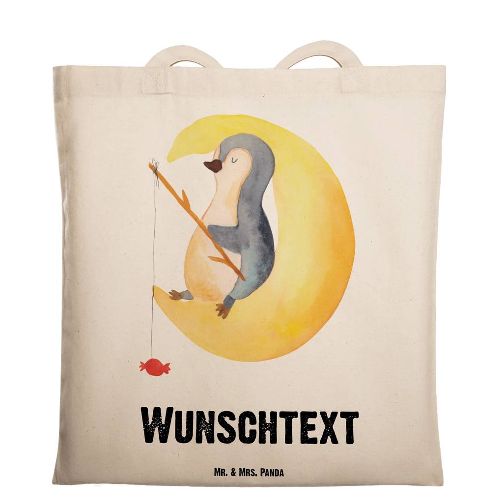 Personalisierte Tragetasche Pinguin Mond Personalisierte Beuteltasche, Personalisierter Beutel, Personalisierte Einkaufstasche, Personalisierter Jutebeutel, Personalisierter Stoffbeutel, Tragetasche mit Namen, Einkaufstasche mit Namen, Stoffbeutel mit Namen, Personalisierte Tasche, Personalisierte Jutetasche, Personalisierte Kindergartentasche, Pinguin, Pinguine, Spruch, schlafen, Nachtruhe, Einschlafen, Schlafzimmer, Schlafstörungen, Gästezimmer