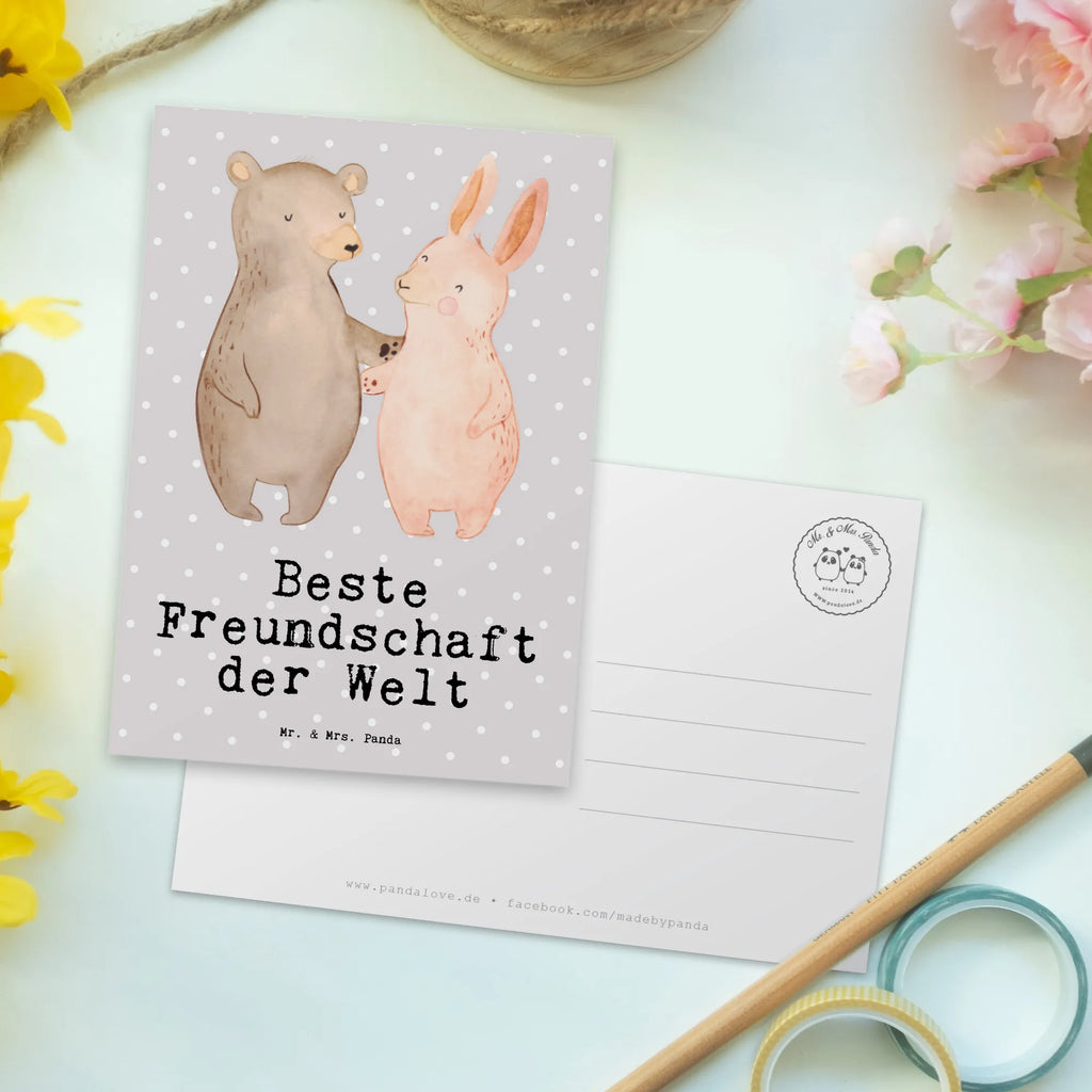 Postkarte Hase Beste Freundschaft der Welt Postkarte, Karte, Geschenkkarte, Grußkarte, Einladung, Ansichtskarte, Geburtstagskarte, Einladungskarte, Dankeskarte, Ansichtskarten, Einladung Geburtstag, Einladungskarten Geburtstag, für, Dankeschön, Geschenk, Schenken, Geburtstag, Geburtstagsgeschenk, Geschenkidee, Danke, Bedanken, Mitbringsel, Freude machen, Geschenktipp, Freundschaft, Freunde, Freunde fürs Leben, best friends, Freundin, Freund, Clique, Kumpel, bae, bff