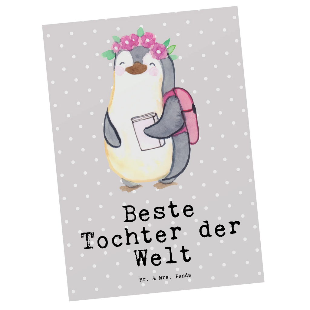 Postkarte Pinguin Beste Tochter der Welt Postkarte, Karte, Geschenkkarte, Grußkarte, Einladung, Ansichtskarte, Geburtstagskarte, Einladungskarte, Dankeskarte, Ansichtskarten, Einladung Geburtstag, Einladungskarten Geburtstag, für, Dankeschön, Geschenk, Schenken, Geburtstag, Geburtstagsgeschenk, Geschenkidee, Danke, Bedanken, Mitbringsel, Freude machen, Geschenktipp, Tochter, Töchter, Töchterchen, Geburt, Kleine, Mutter, Vater, Kind, Kinder, Familie, Belohnung