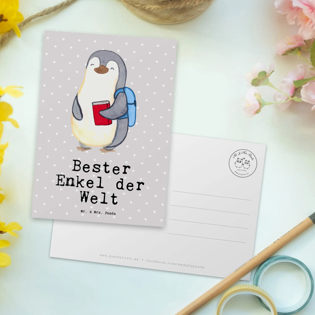 Postkarte Pinguin Bester Enkel der Welt Postkarte, Karte, Geschenkkarte, Grußkarte, Einladung, Ansichtskarte, Geburtstagskarte, Einladungskarte, Dankeskarte, Ansichtskarten, Einladung Geburtstag, Einladungskarten Geburtstag, für, Dankeschön, Geschenk, Schenken, Geburtstag, Geburtstagsgeschenk, Geschenkidee, Danke, Bedanken, Mitbringsel, Freude machen, Geschenktipp, Enkel, Enkelkind, Enkelsohn, Oma, Opa, Kind von Tochter, Kind von Sohn, Taufe, Großsohn