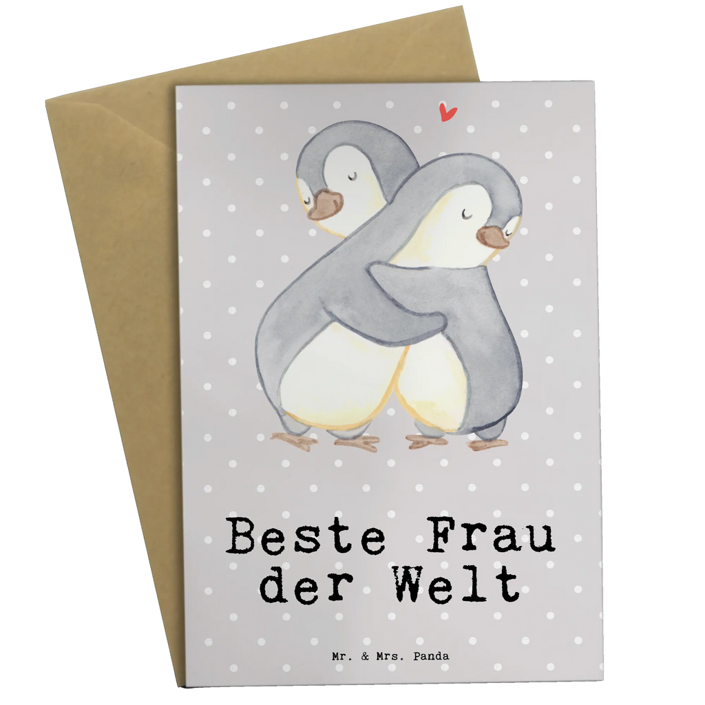 Grußkarte Pinguin Beste Frau der Welt Grußkarte, Klappkarte, Einladungskarte, Glückwunschkarte, Hochzeitskarte, Geburtstagskarte, Karte, Ansichtskarten, für, Dankeschön, Geschenk, Schenken, Geburtstag, Geburtstagsgeschenk, Geschenkidee, Danke, Bedanken, Mitbringsel, Freude machen, Geschenktipp, Beste, Frau, Ehefrau, Partnerin, Freundin, Traumfrau, Liebling, Ehepartner, Ehe, Gattin, Lebensgefährtin, Braut, Kleinigkeit