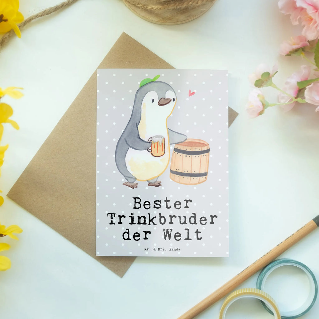 Grußkarte Pinguin Bester Trinkbruder der Welt Grußkarte, Klappkarte, Einladungskarte, Glückwunschkarte, Hochzeitskarte, Geburtstagskarte, Karte, Ansichtskarten, für, Dankeschön, Geschenk, Schenken, Geburtstag, Geburtstagsgeschenk, Geschenkidee, Danke, Bedanken, Mitbringsel, Freude machen, Geschenktipp, Trinkbruder, Trinkkumpel, Kumpel, Saufkumpane, Kumpane, Trinken, Party, Kleinigkeit