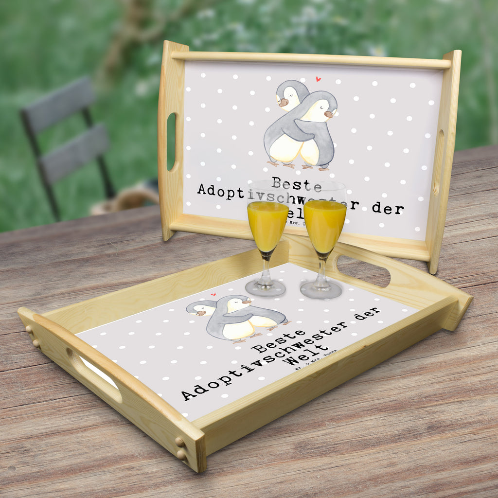 Serviertablett Pinguin Beste Adoptivschwester der Welt Serviertablett, Tablett, Holztablett, Küchentablett, Dekotablett, Frühstückstablett, für, Dankeschön, Geschenk, Schenken, Geburtstag, Geburtstagsgeschenk, Geschenkidee, Danke, Bedanken, Mitbringsel, Freude machen, Geschenktipp, Adoptivschwester, Adoptiv, adoptiert, Schwester, Geschwister, Schwesterherz, Sister, Familie, Kleinigkeit, Beste, Tochter