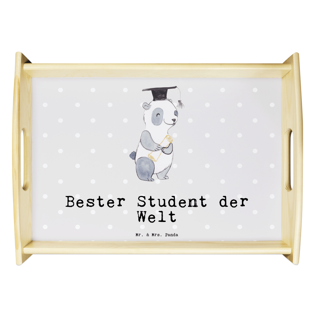 Serviertablett Panda Bester Student der Welt Serviertablett, Tablett, Holztablett, Küchentablett, Dekotablett, Frühstückstablett, für, Dankeschön, Geschenk, Schenken, Geburtstag, Geburtstagsgeschenk, Geschenkidee, Danke, Bedanken, Mitbringsel, Freude machen, Geschenktipp, Student, Studium, Sohn, Spaß, Musterschüler, lustig, Studienabschluss, witzig, Universität, Abschluss, Alumni, Uni, Studenten, Hochschule