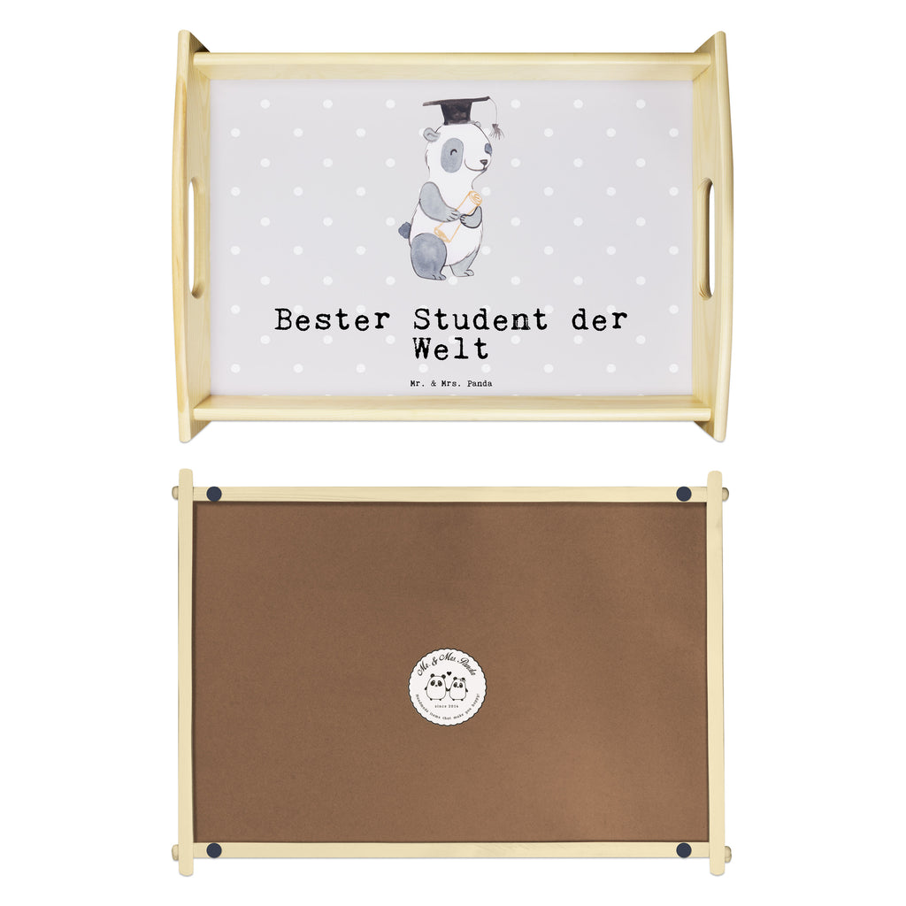 Serviertablett Panda Bester Student der Welt Serviertablett, Tablett, Holztablett, Küchentablett, Dekotablett, Frühstückstablett, für, Dankeschön, Geschenk, Schenken, Geburtstag, Geburtstagsgeschenk, Geschenkidee, Danke, Bedanken, Mitbringsel, Freude machen, Geschenktipp, Student, Studium, Sohn, Spaß, Musterschüler, lustig, Studienabschluss, witzig, Universität, Abschluss, Alumni, Uni, Studenten, Hochschule