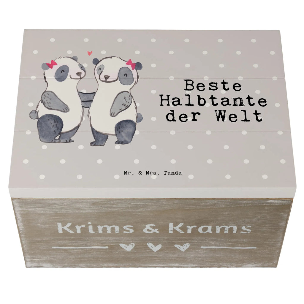 Holzkiste Panda Beste Halbtante der Welt Holzkiste, Kiste, Schatzkiste, Truhe, Schatulle, XXL, Erinnerungsbox, Erinnerungskiste, Dekokiste, Aufbewahrungsbox, Geschenkbox, Geschenkdose, für, Dankeschön, Geschenk, Schenken, Geburtstag, Geburtstagsgeschenk, Geschenkidee, Danke, Bedanken, Mitbringsel, Freude machen, Geschenktipp, Halbtante, Tante, beste Tante, Stieftante, Stief, Stiefgeschwister, Familie, Kleinigkeit