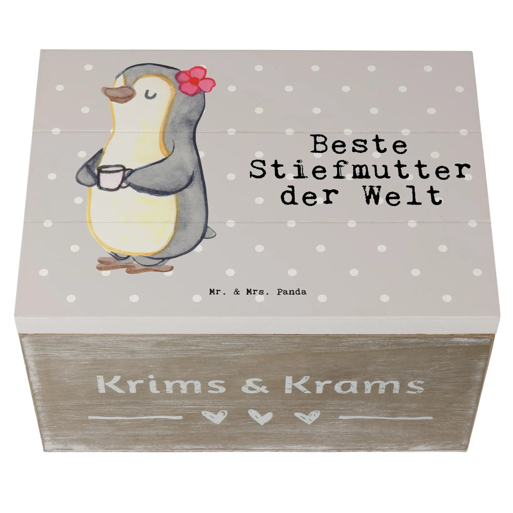 Holzkiste Pinguin Beste Stiefmutter der Welt Holzkiste, Kiste, Schatzkiste, Truhe, Schatulle, XXL, Erinnerungsbox, Erinnerungskiste, Dekokiste, Aufbewahrungsbox, Geschenkbox, Geschenkdose, für, Dankeschön, Geschenk, Schenken, Geburtstag, Geburtstagsgeschenk, Geschenkidee, Danke, Bedanken, Mitbringsel, Freude machen, Geschenktipp, Stiefmutter, Stief Mutter, Stiefmama, Mami, Mutter, Muttertag, Mutti, Mama, Tochter, Sohn, Beste