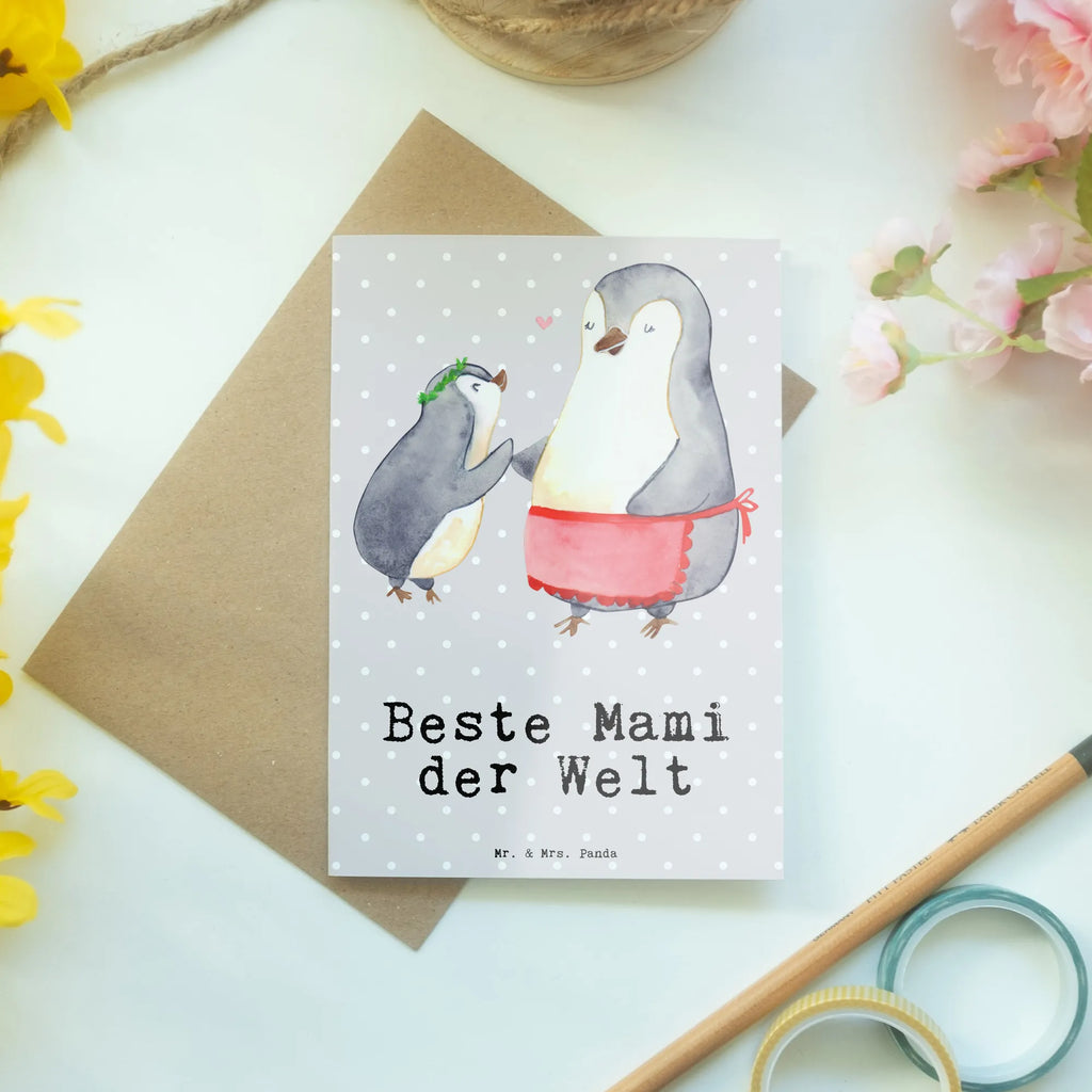 Grußkarte Pinguin Beste Mami der Welt Grußkarte, Klappkarte, Einladungskarte, Glückwunschkarte, Hochzeitskarte, Geburtstagskarte, Karte, Ansichtskarten, für, Dankeschön, Geschenk, Schenken, Geburtstag, Geburtstagsgeschenk, Geschenkidee, Danke, Bedanken, Mitbringsel, Freude machen, Geschenktipp, Mama, Mami, Mutter, Muttertag, Mutti, Ma, Tochter, Sohn, Beste Mama, Beste, Supermama