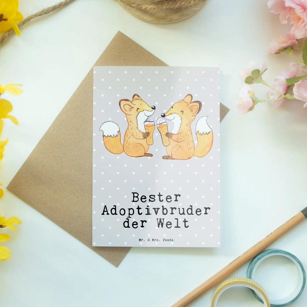 Grußkarte Fuchs Bester Adoptivbruder der Welt Grußkarte, Klappkarte, Einladungskarte, Glückwunschkarte, Hochzeitskarte, Geburtstagskarte, Karte, Ansichtskarten, für, Dankeschön, Geschenk, Schenken, Geburtstag, Geburtstagsgeschenk, Geschenkidee, Danke, Bedanken, Mitbringsel, Freude machen, Geschenktipp, Adoptivbruder, adoptiert, Bruder, Brudi, Geschwister, Bruderherz, Schwester, Familie, Kleinigkeit, Brother, Bester, Sohn