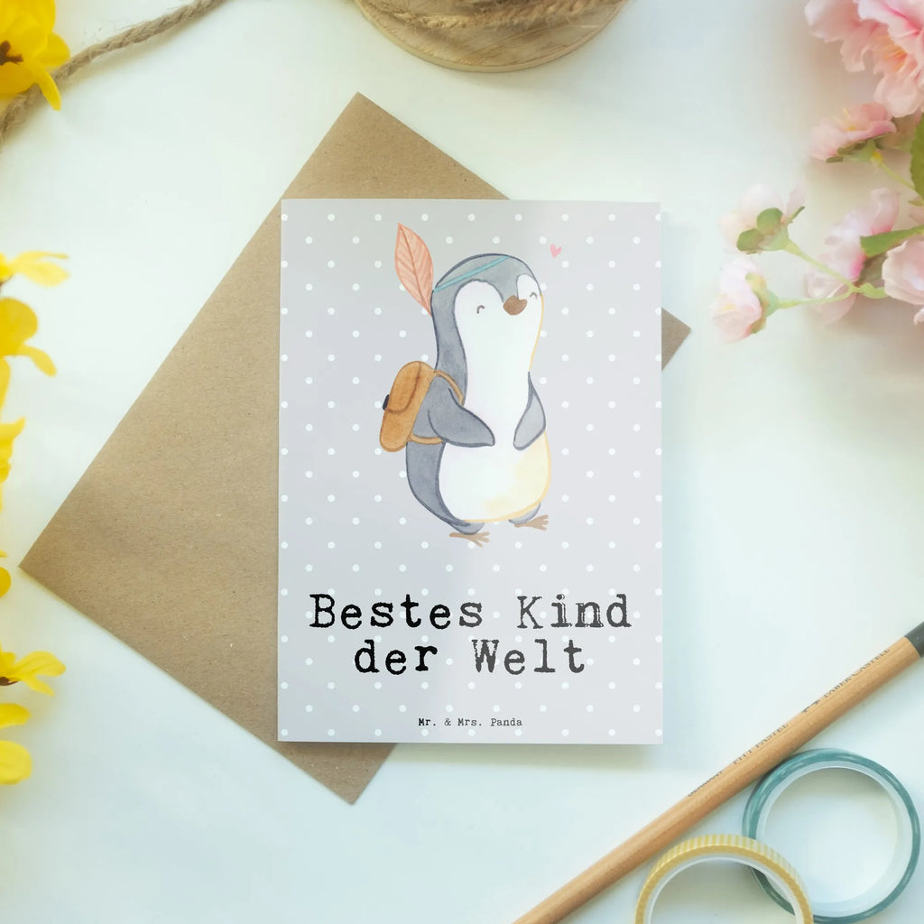 Grußkarte Pinguin Bestes Kind der Welt Grußkarte, Klappkarte, Einladungskarte, Glückwunschkarte, Hochzeitskarte, Geburtstagskarte, Karte, Ansichtskarten, für, Dankeschön, Geschenk, Schenken, Geburtstag, Geburtstagsgeschenk, Geschenkidee, Danke, Bedanken, Mitbringsel, Freude machen, Geschenktipp, Kinder, Kind, Kid, Kids, Kiddy, Bestes, Tochter, Sohn, Nachwuchs, Geburt, Liebling, Taufe